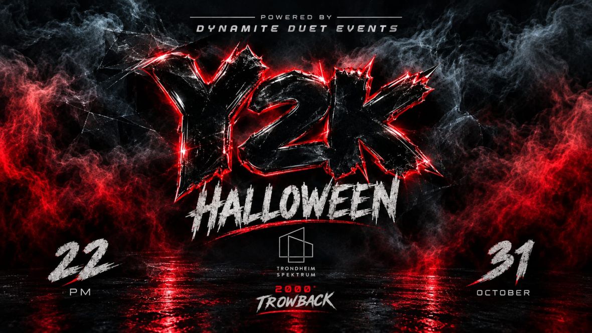 Plakat for Y2K Halloween Party i Sagbruket på Trondheim Spektrum 31. oktober 2026