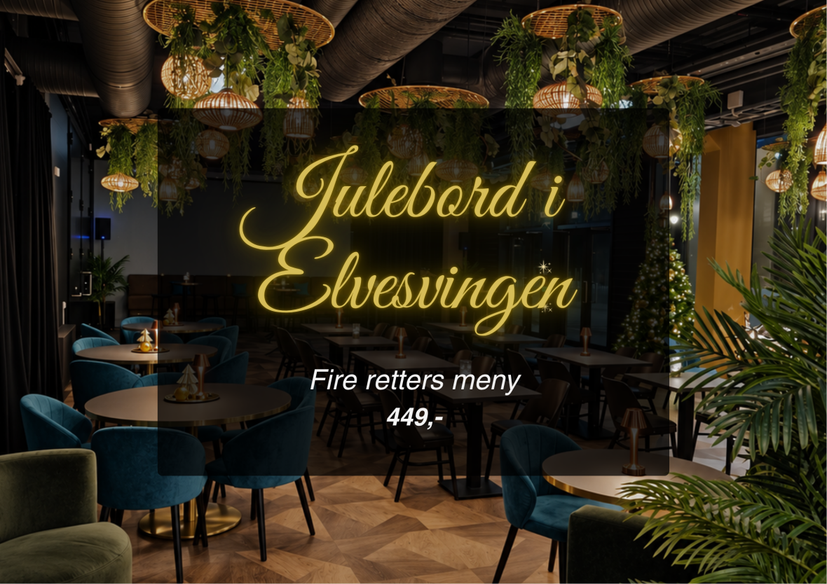 Arrangementsplakat julebord i elvesvingen med info om pris